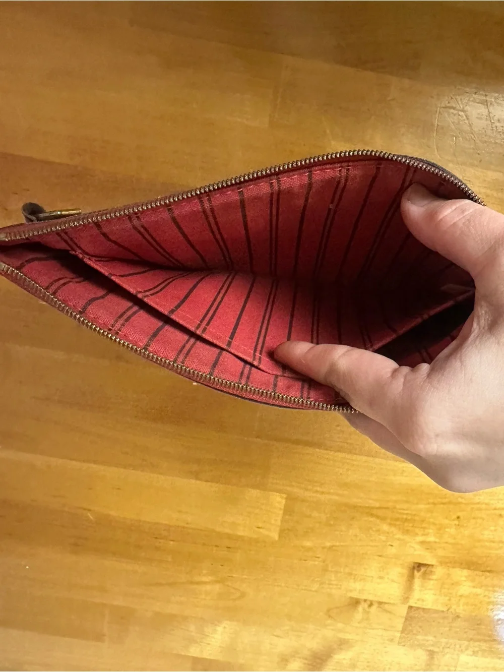 Louis Vuitton Monogram Canvas Pouch with Red Trim